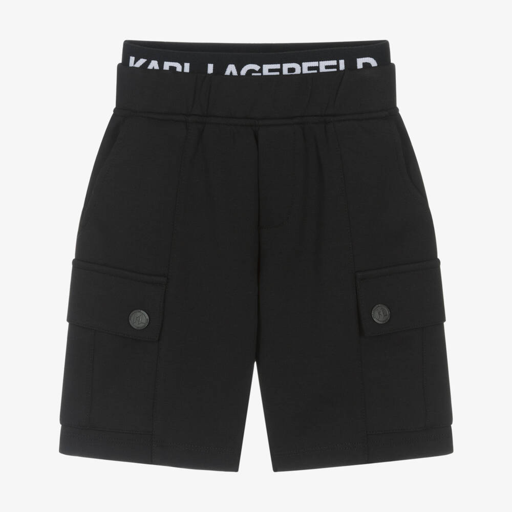 KARL LAGERFELD KIDS-Black Cargo Shorts | Childrensalon Outlet