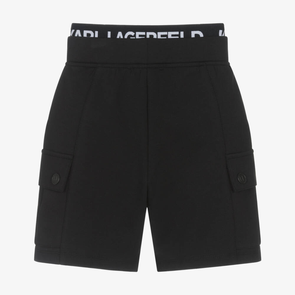 KARL LAGERFELD KIDS-Black Cargo Shorts | Childrensalon Outlet
