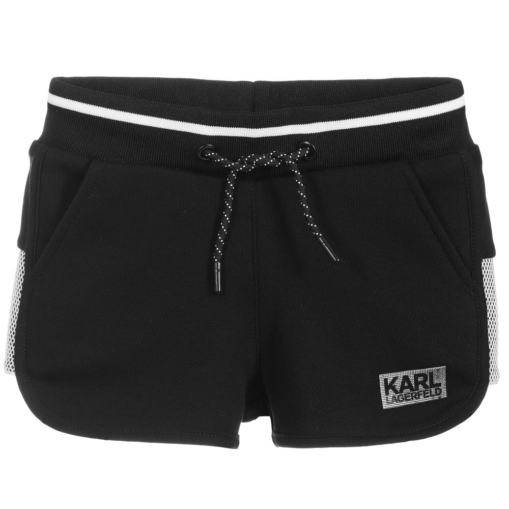 KARL LAGERFELD KIDS - Black Cotton Jersey Shorts | Childrensalon