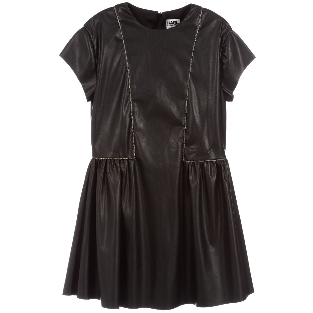 KARL LAGERFELD KIDS - فستان جلد إصطناعي لون أسود | Childrensalon