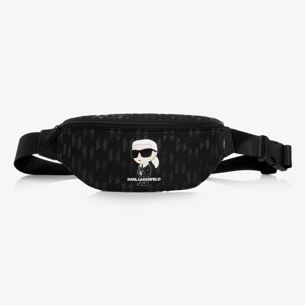 KARL LAGERFELD KIDS - Black Karl Ikonik Belt Bag (24cm) | Childrensalon