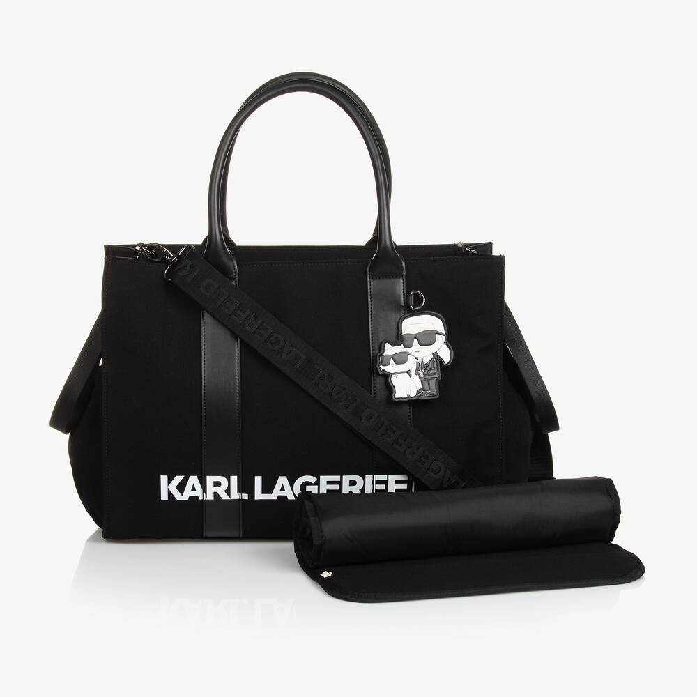 KARL LAGERFELD KIDS-Black Karl Ikonik Canvas Changing Bag (41cm) | Childrensalon Outlet