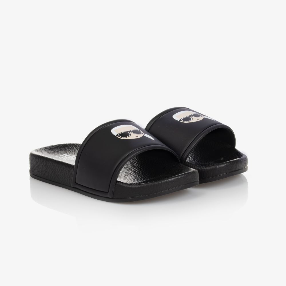 KARL LAGERFELD KIDS - Black Karl Ikonik Sliders | Childrensalon Outlet