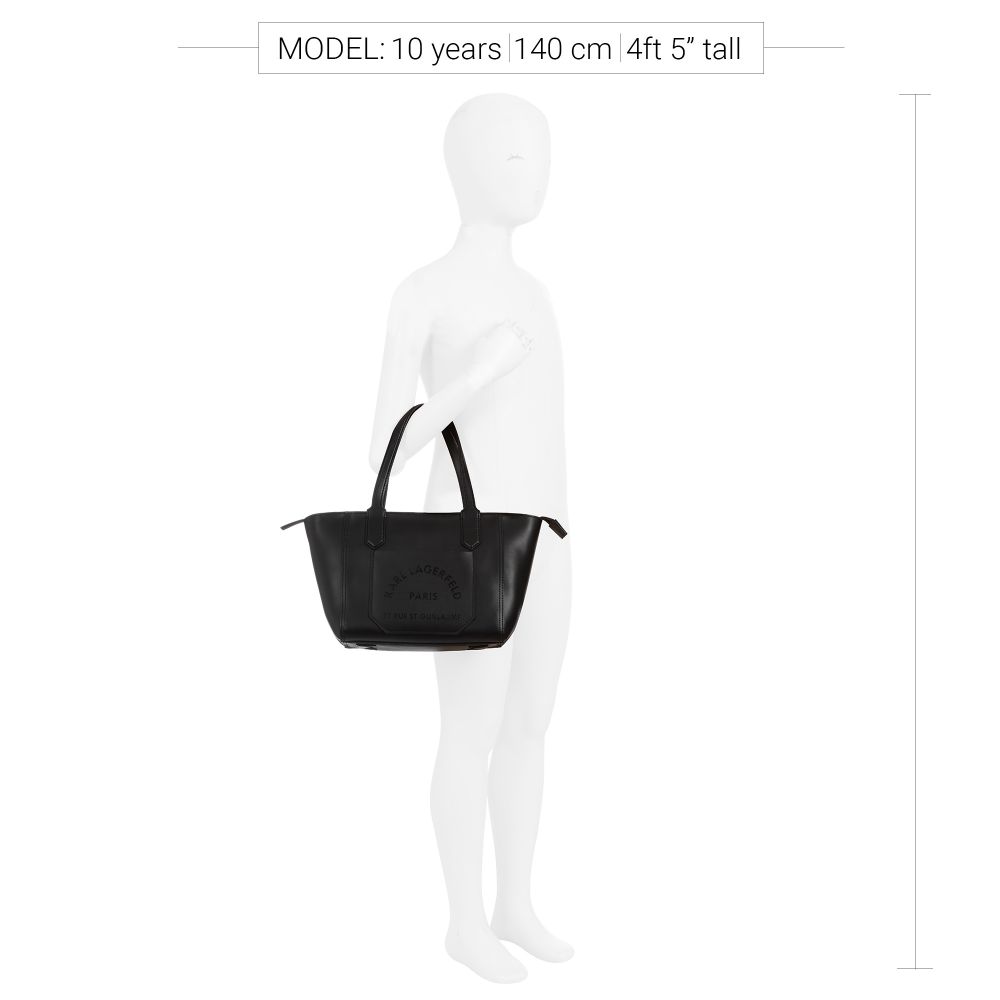 KARL LAGERFELD KIDS Black Leather Tote Bag 39cm
