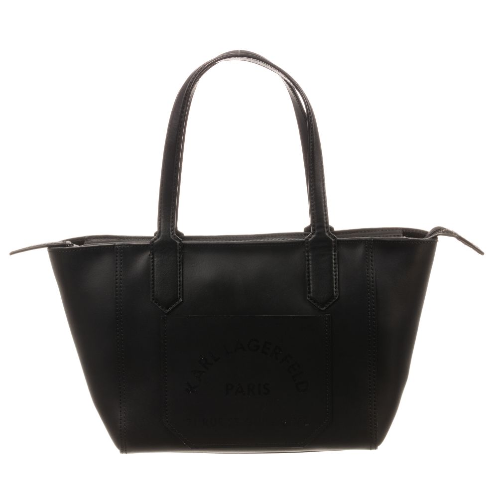 KARL LAGERFELD KIDS - Sac cabas en cuir noir (39 cm) | Childrensalon