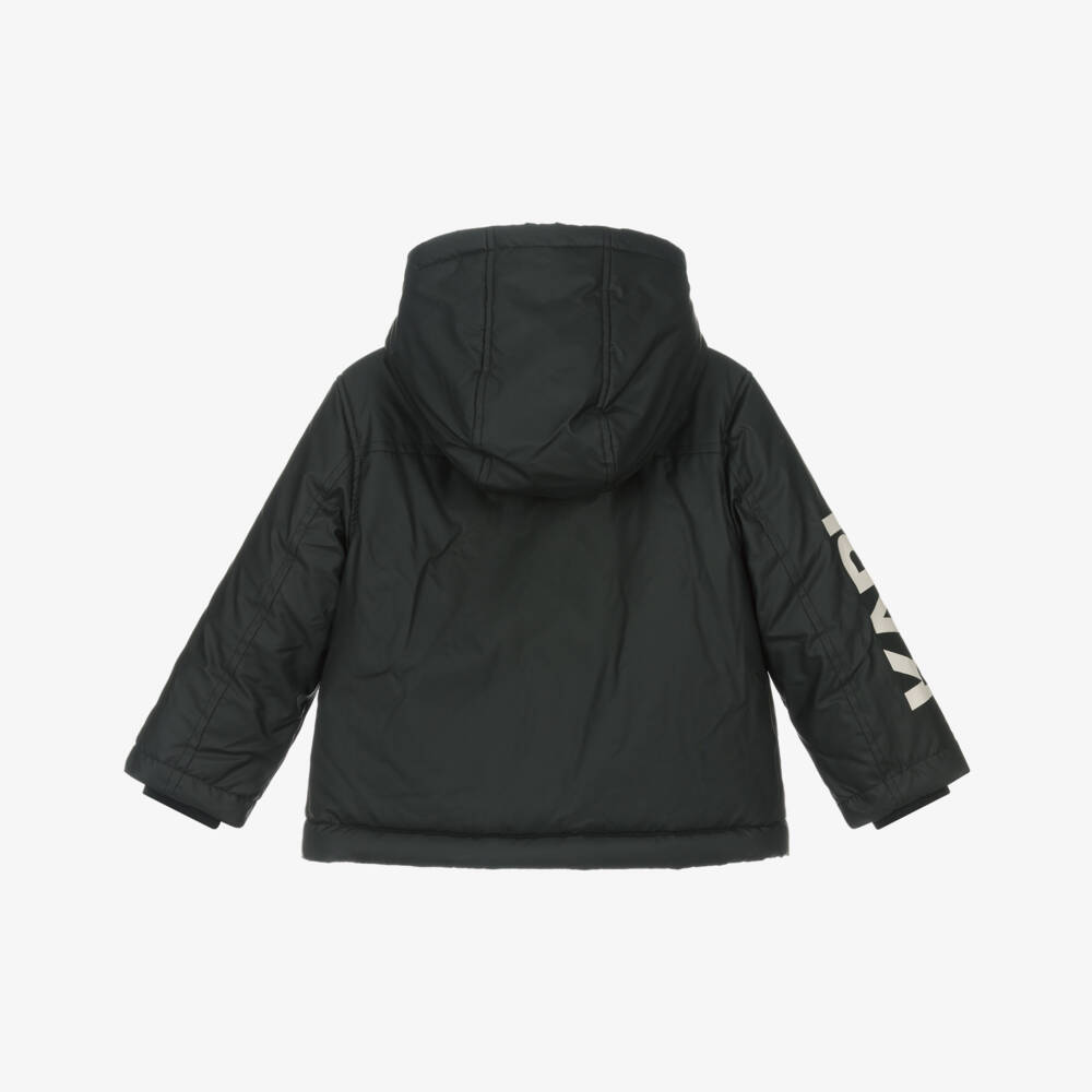 KARL LAGERFELD KIDS-Black Logo Parka | Childrensalon Outlet