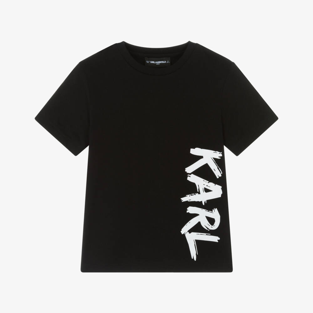 KARL LAGERFELD KIDS-Black Logo SS T-Shirt | Childrensalon Outlet