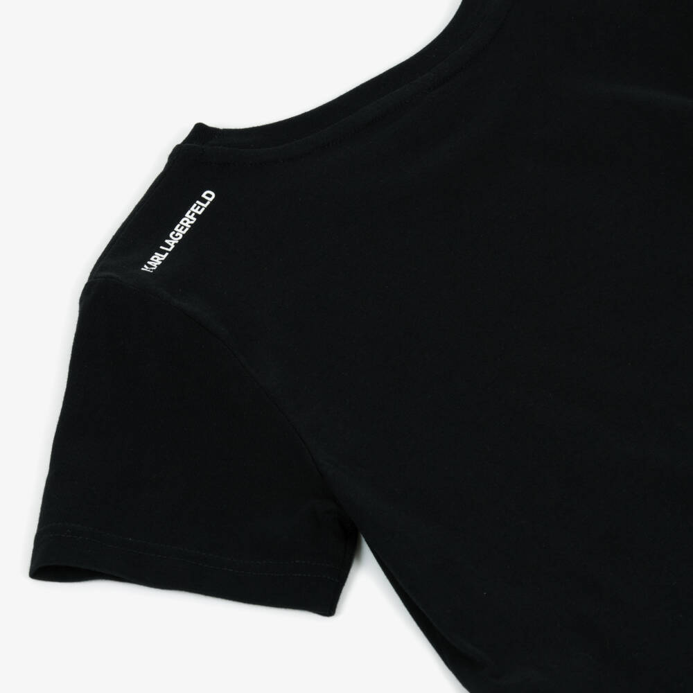 KARL LAGERFELD KIDS-Black Logo SS T-Shirt | Childrensalon Outlet