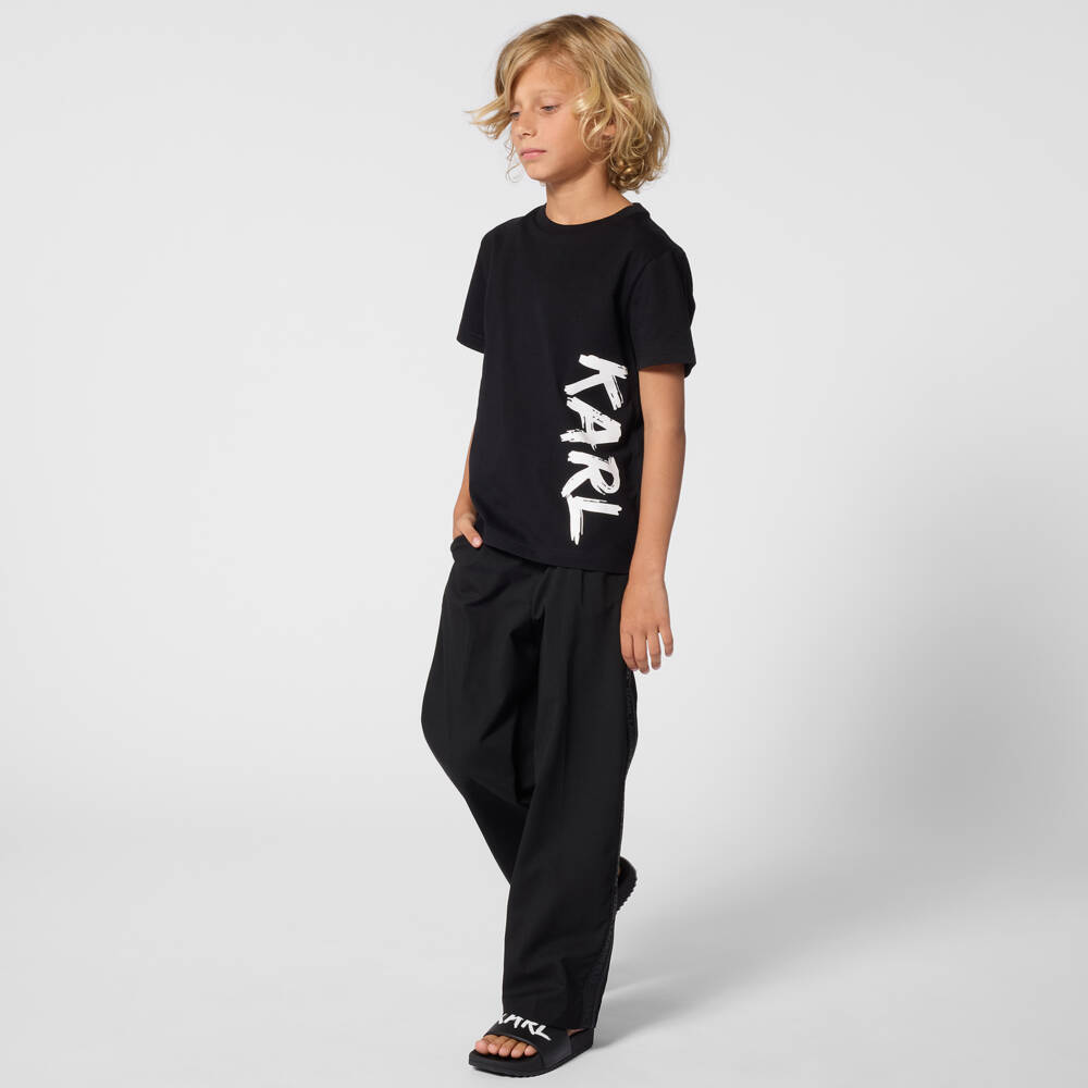 KARL LAGERFELD KIDS-Black Logo SS T-Shirt | Childrensalon Outlet