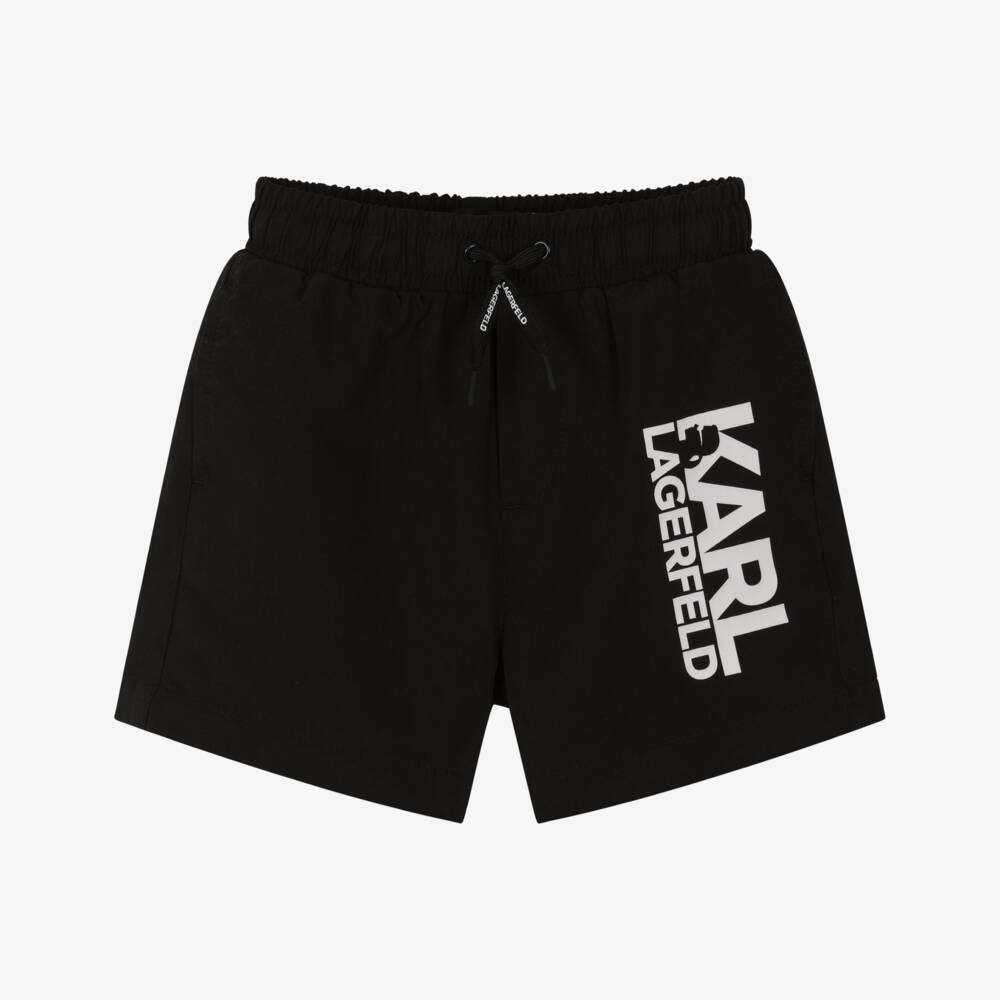 KARL LAGERFELD KIDS-Black Logo Swim Shorts | Childrensalon Outlet