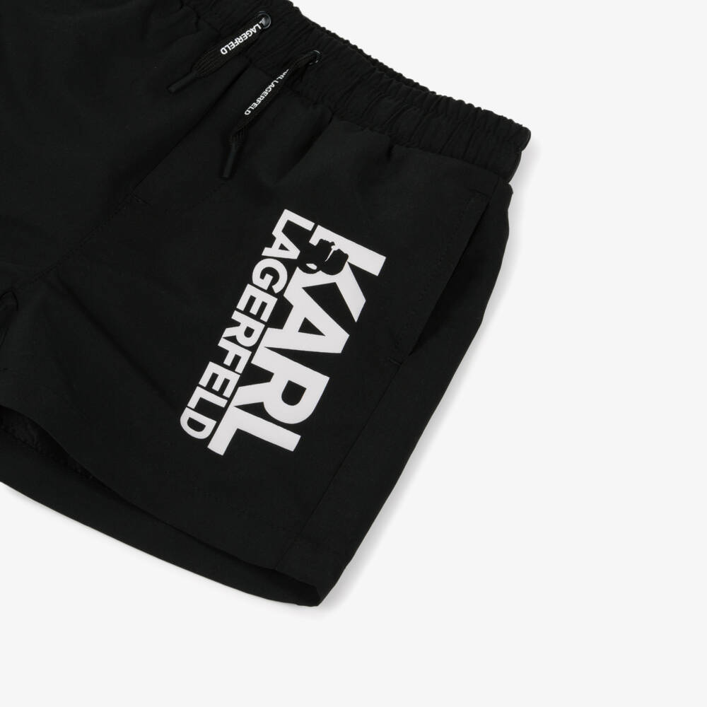 KARL LAGERFELD KIDS-Black Logo Swim Shorts | Childrensalon Outlet