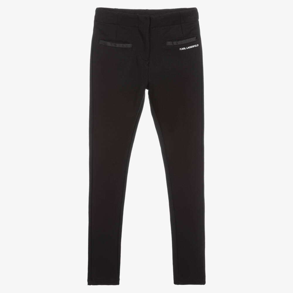 KARL LAGERFELD KIDS-Black Milano Jersey Jeggings | Childrensalon Outlet