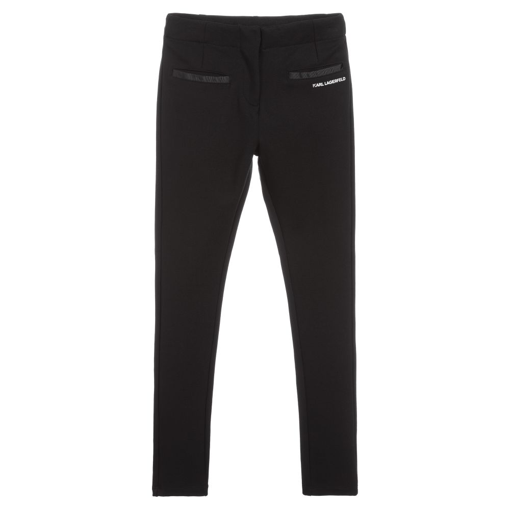 KARL LAGERFELD KIDS - Black Milano Jersey Jeggings | Childrensalon