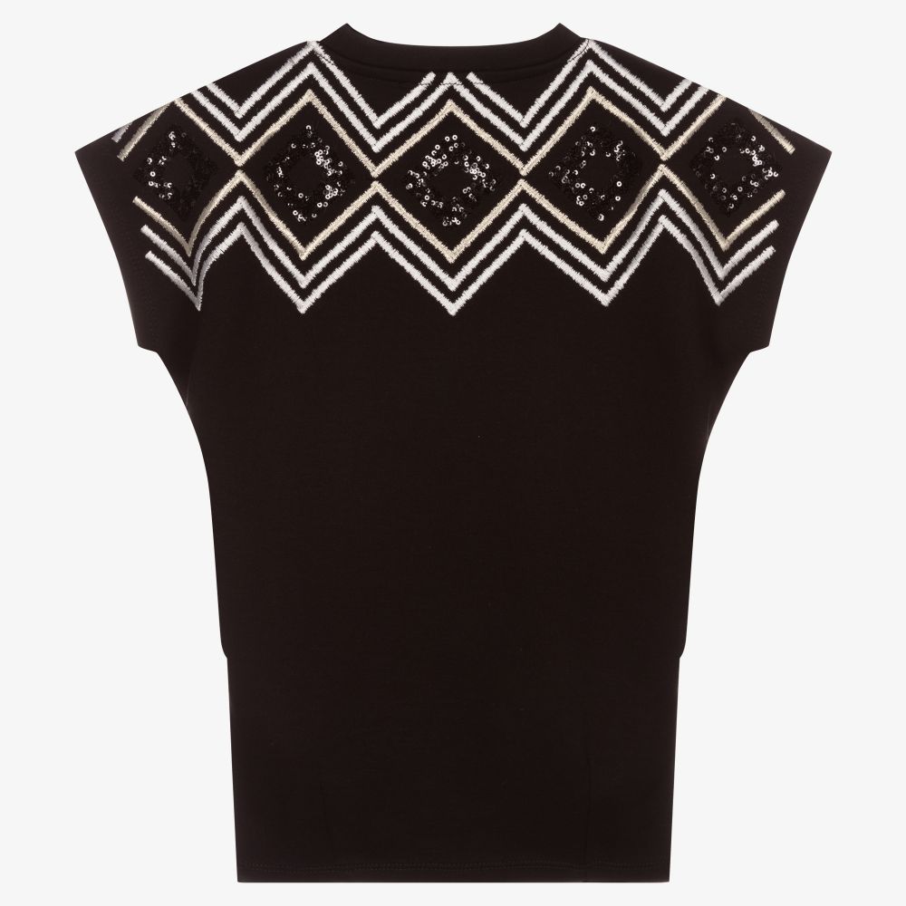 KARL LAGERFELD KIDS-فستان سويتشيرت فيسكوز جيرسي مزين بترتر لون أسود | Childrensalon Outlet