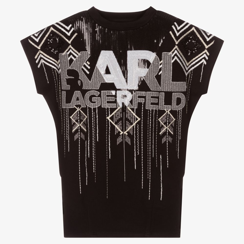 KARL LAGERFELD KIDS - Robe-sweat noire à sequins | Childrensalon