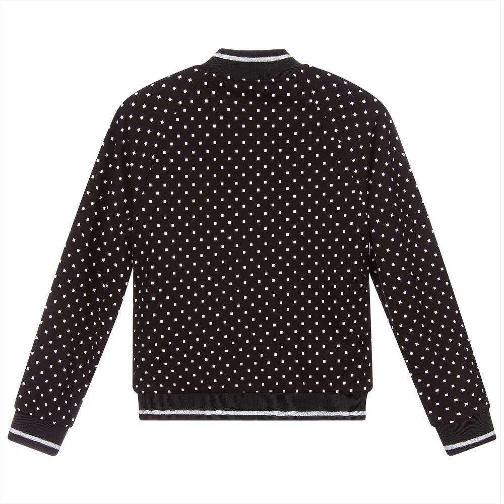 KARL LAGERFELD KIDS-توب بسحّاب فيسكوز جيرسي لون أسود، أبيض وفضّي للبنات | Childrensalon Outlet