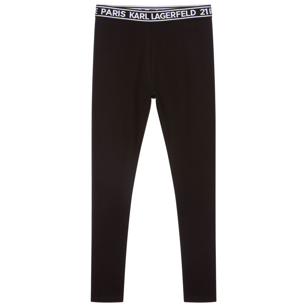 KARL LAGERFELD KIDS-Черные легинсы из вискозы | Childrensalon Outlet