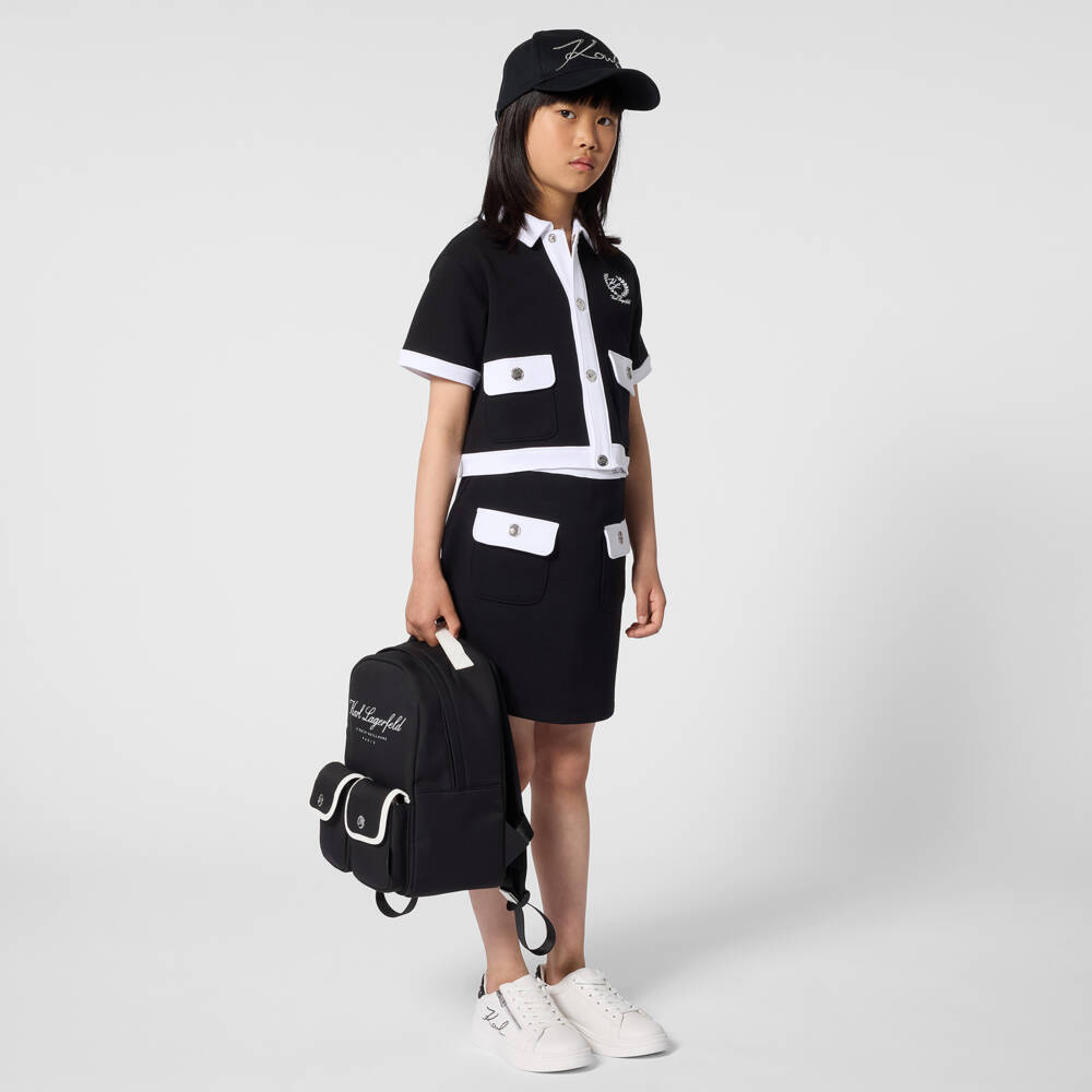 KARL LAGERFELD KIDS-Black & White Contrasted Details Skirt | Childrensalon Outlet