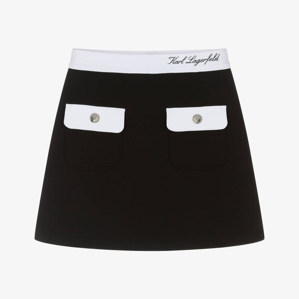 KARL LAGERFELD KIDS-Black & White Contrasted Details Skirt | Childrensalon Outlet
