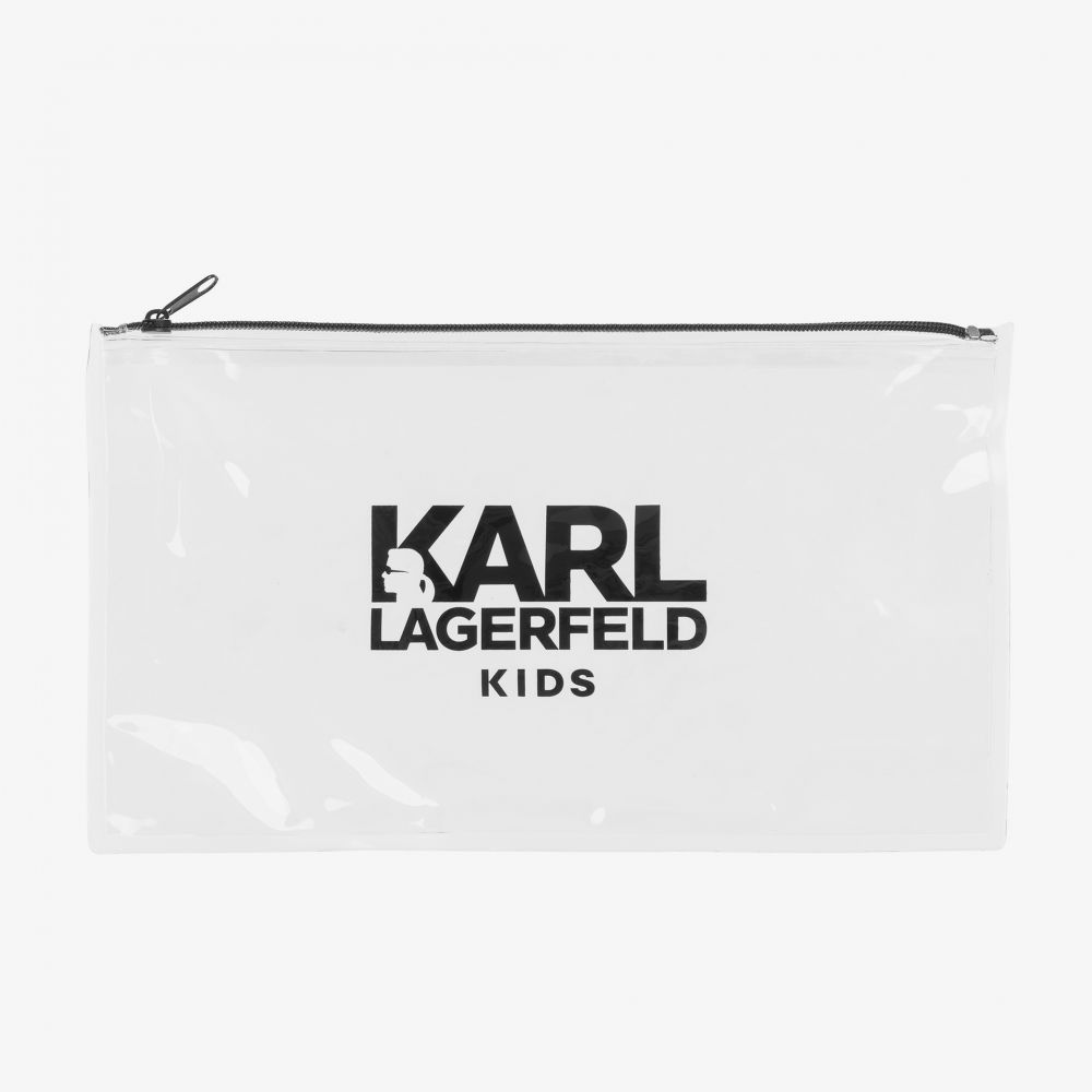 KARL LAGERFELD KIDS-Black & White Logo Swimsuit | Childrensalon Outlet