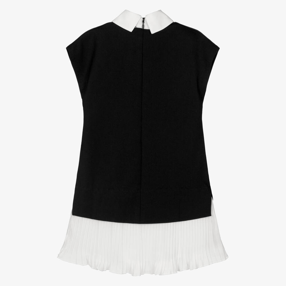 KARL LAGERFELD KIDS-Black & White Removable Tie Ss Dress | Childrensalon Outlet