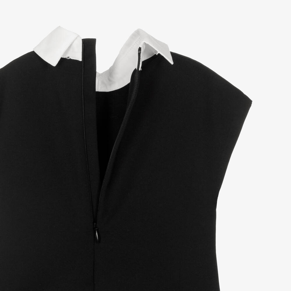 KARL LAGERFELD KIDS-Black & White Removable Tie Ss Dress | Childrensalon Outlet