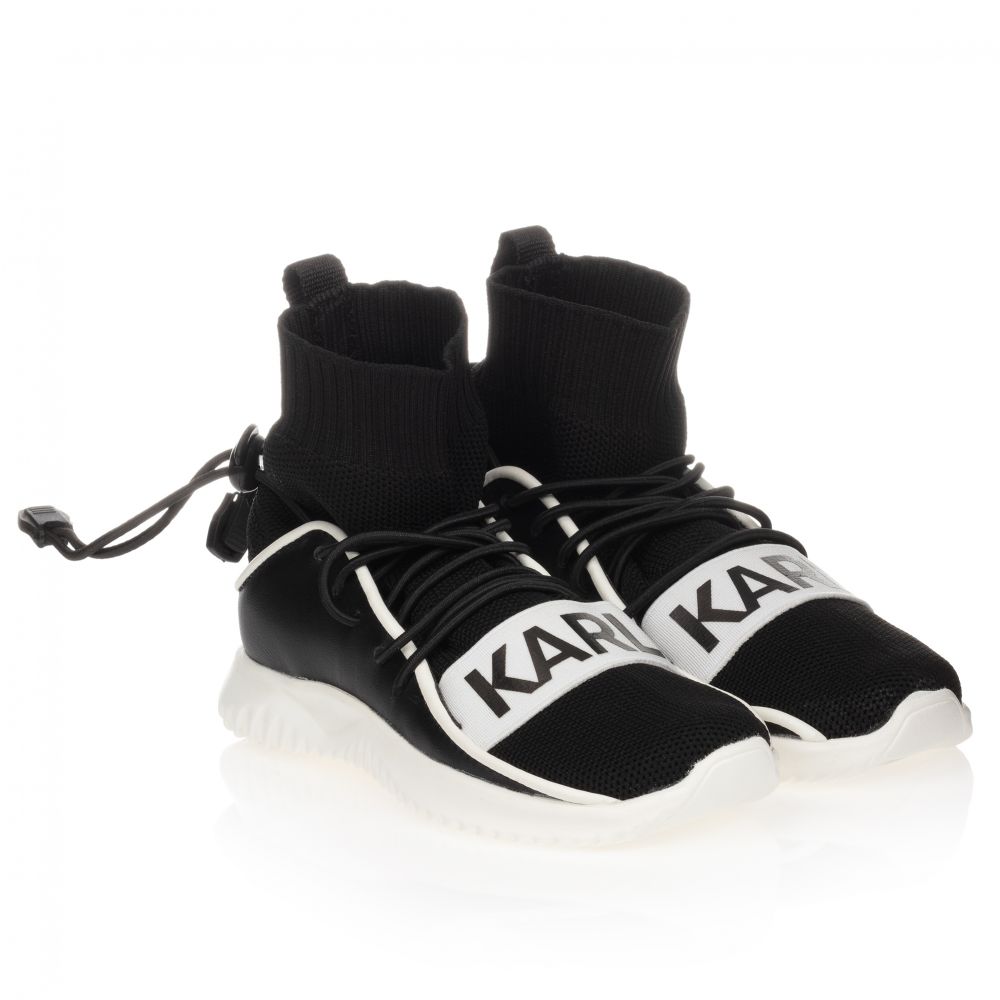 KARL LAGERFELD KIDS - ترينرز جوارب لون أسود وأبيض للبنات | Childrensalon