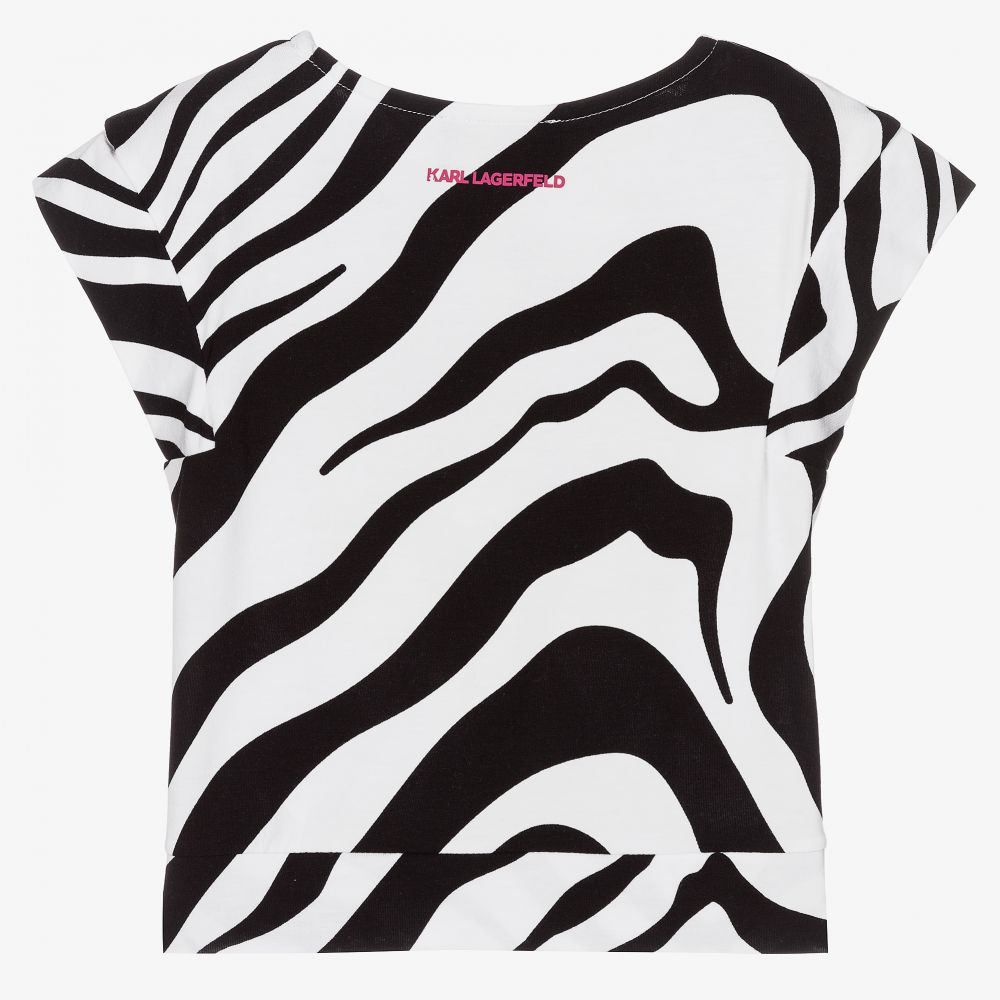 KARL LAGERFELD KIDS-Black & White Zebra T-Shirt | Childrensalon Outlet