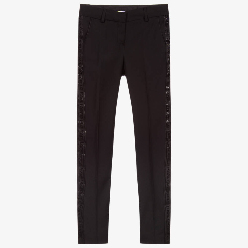KARL LAGERFELD KIDS-بنطلون مزيج صوف لون أسود للبنات | Childrensalon Outlet