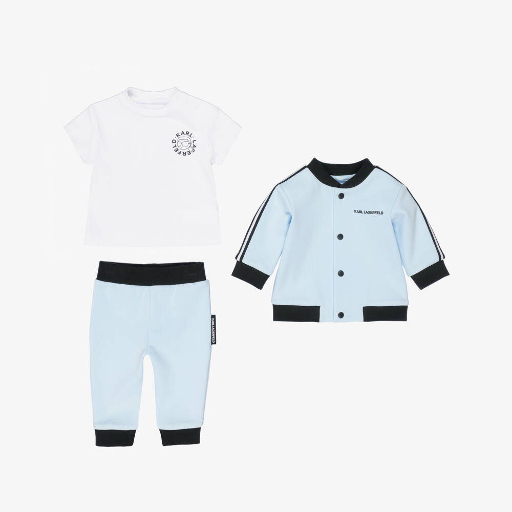KARL LAGERFELD KIDS-Blue 3 Piece Tracksuit Set | Childrensalon Outlet