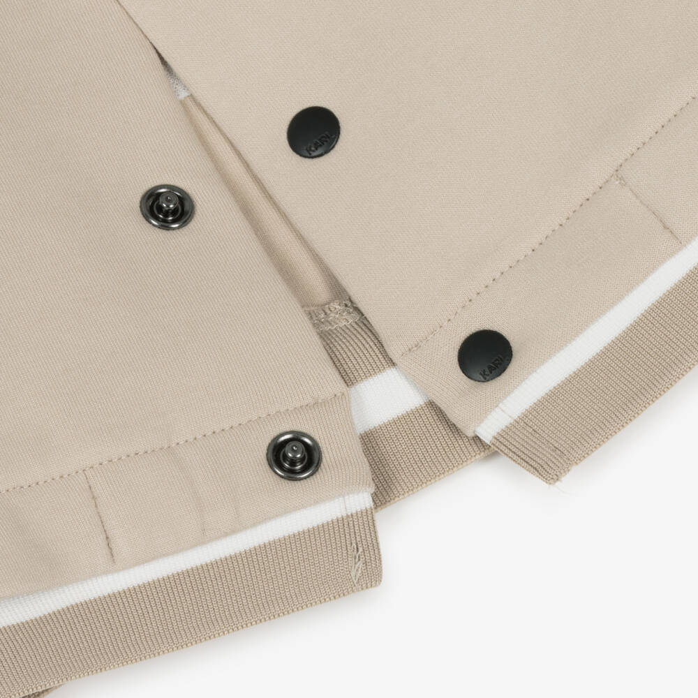 KARL LAGERFELD KIDS-Boys Beige & Black Cotton Tracksuit Set | Childrensalon Outlet