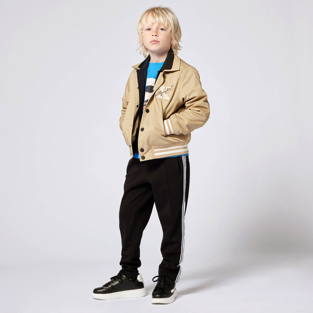 KARL LAGERFELD KIDS-Бежевая куртка в стиле университетской для мальчиков | Childrensalon Outlet