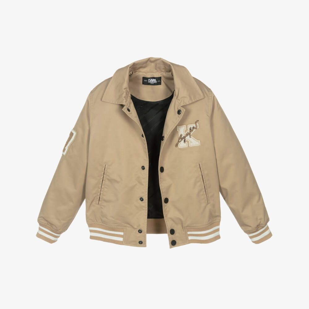 KARL LAGERFELD KIDS-Бежевая куртка в стиле университетской для мальчиков | Childrensalon Outlet