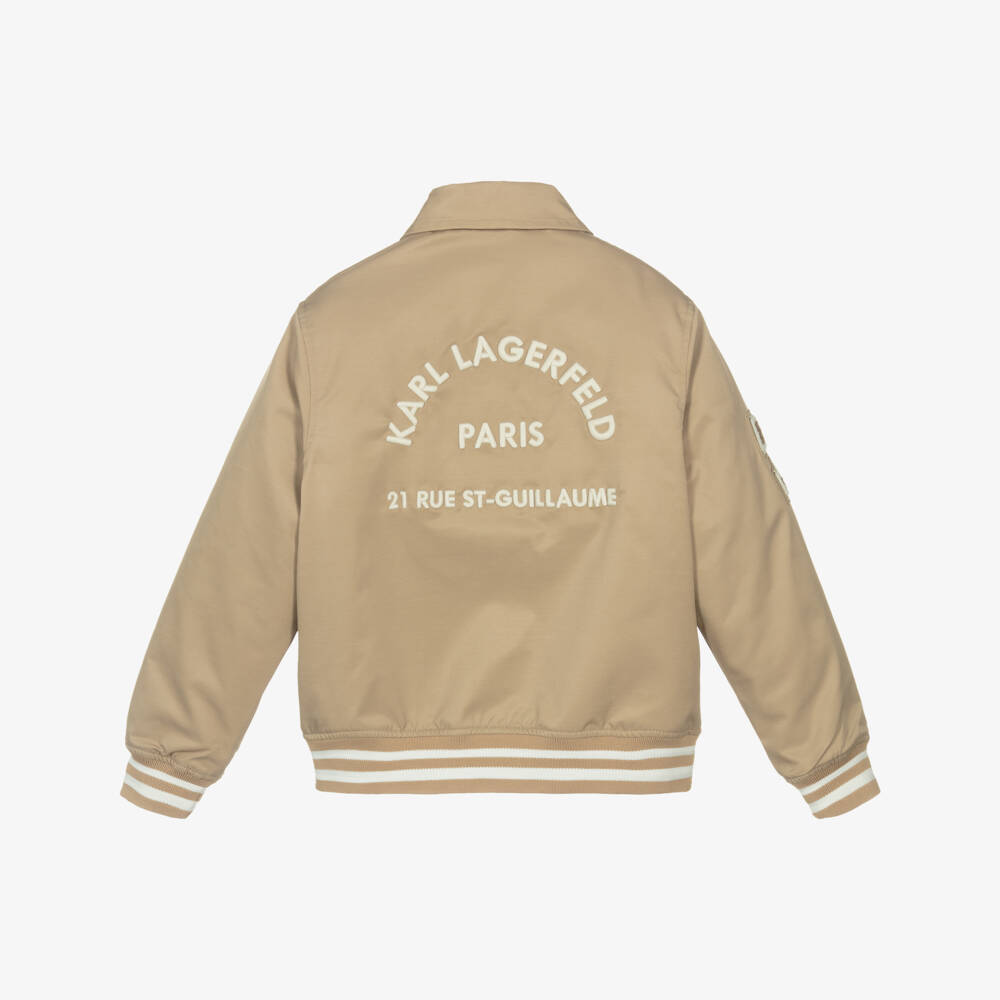 KARL LAGERFELD KIDS-Бежевая куртка в стиле университетской для мальчиков | Childrensalon Outlet