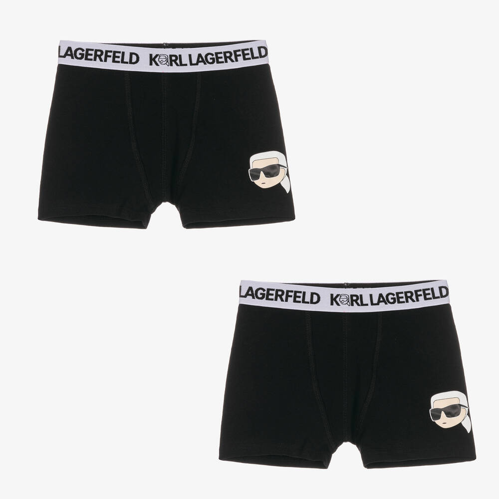 KARL LAGERFELD KIDS - Lot de 2 boxers noirs en coton garçon  | Childrensalon