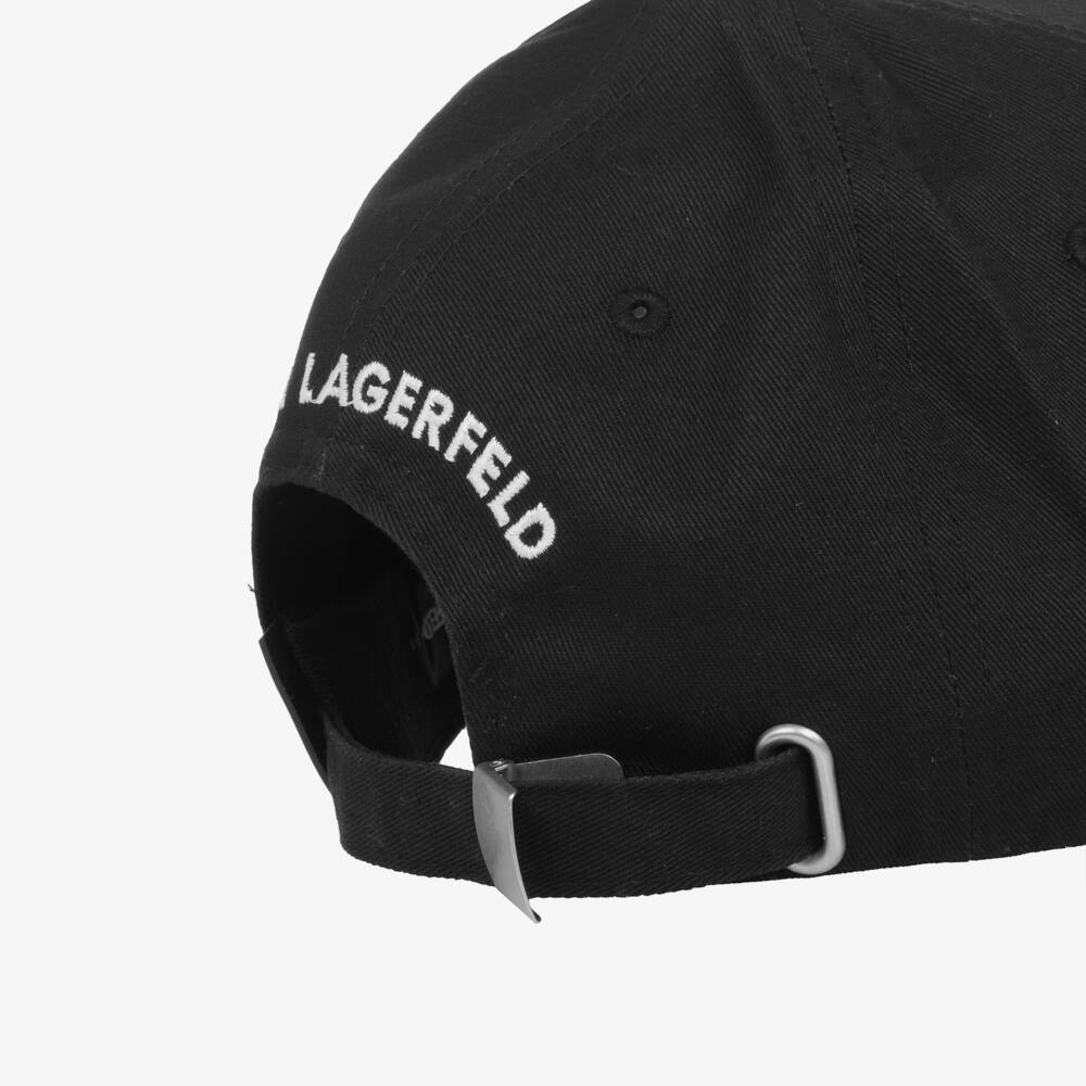 KARL LAGERFELD KIDS-Boys Black Cotton Iconic Hat | Childrensalon Outlet