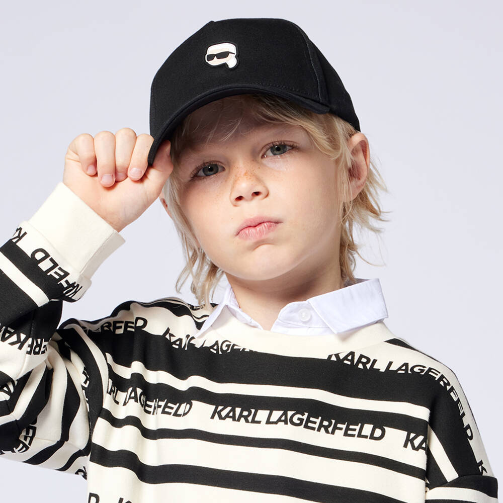 KARL LAGERFELD KIDS-Boys Black Cotton Iconic Hat | Childrensalon Outlet
