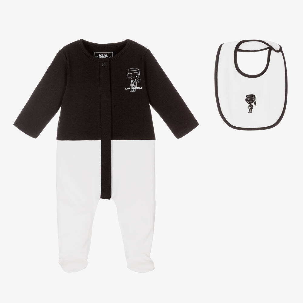 KARL LAGERFELD KIDS - Boys Black Cotton Logo Babygrow Set | Childrensalon