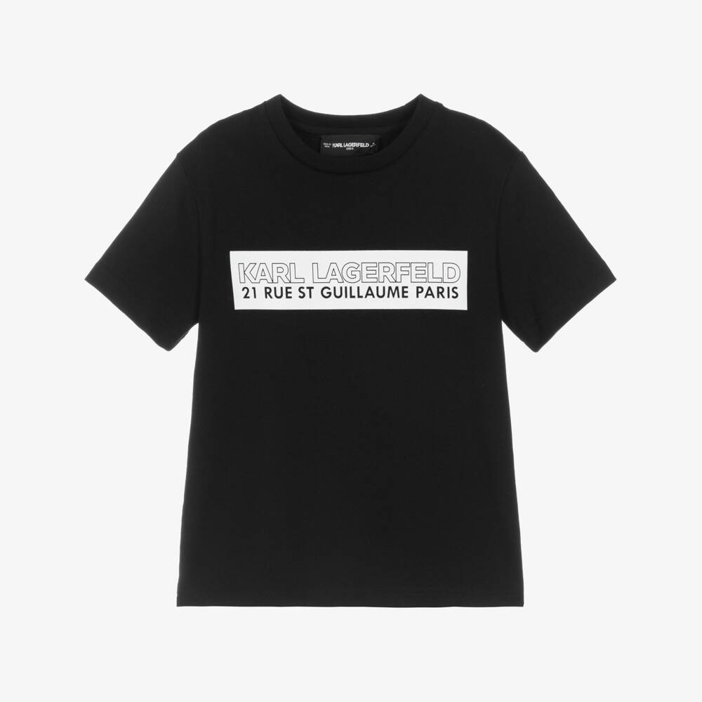 KARL LAGERFELD KIDS-Boys Black Cotton Rue St Guillaume Logo T-Shirt | Childrensalon Outlet
