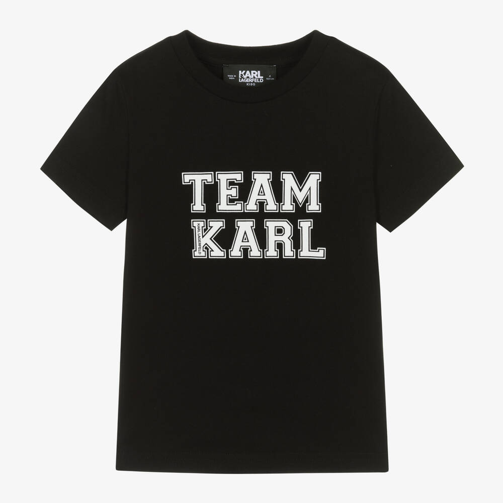 KARL LAGERFELD KIDS-Boys Black Cotton Team Karl T-Shirt | Childrensalon Outlet