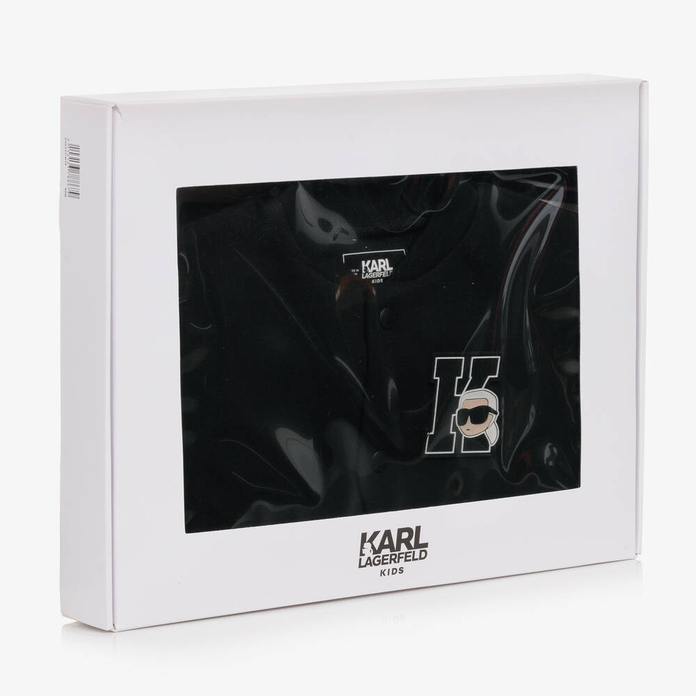 KARL LAGERFELD KIDS-Boys Black Cotton Tracksuit Set | Childrensalon Outlet