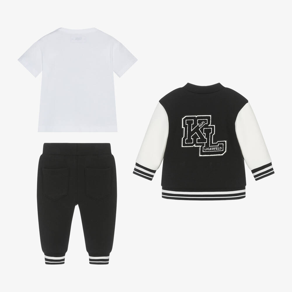 KARL LAGERFELD KIDS-Boys Black Cotton Tracksuit Set | Childrensalon Outlet