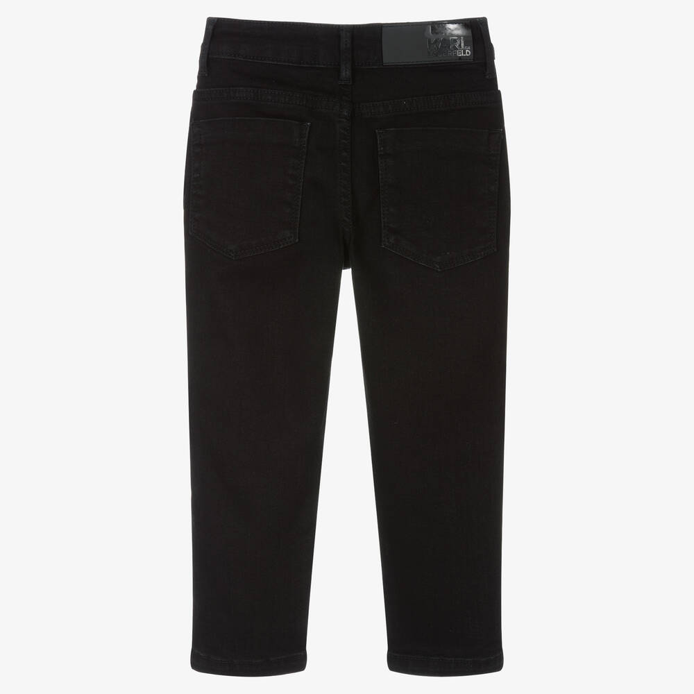KARL LAGERFELD KIDS-Boys Black Denim Logo Jeans | Childrensalon Outlet