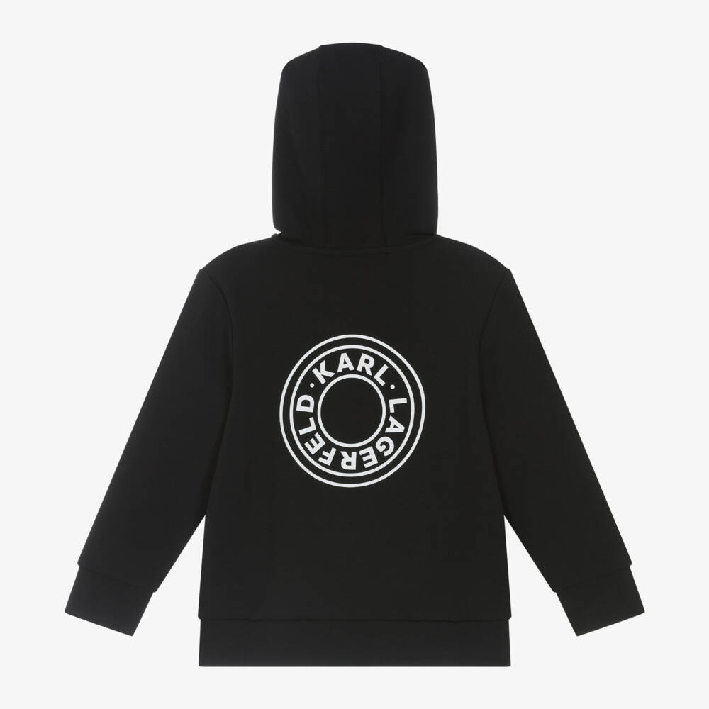 KARL LAGERFELD KIDS-Boys Black Hoodie with Zip | Childrensalon Outlet
