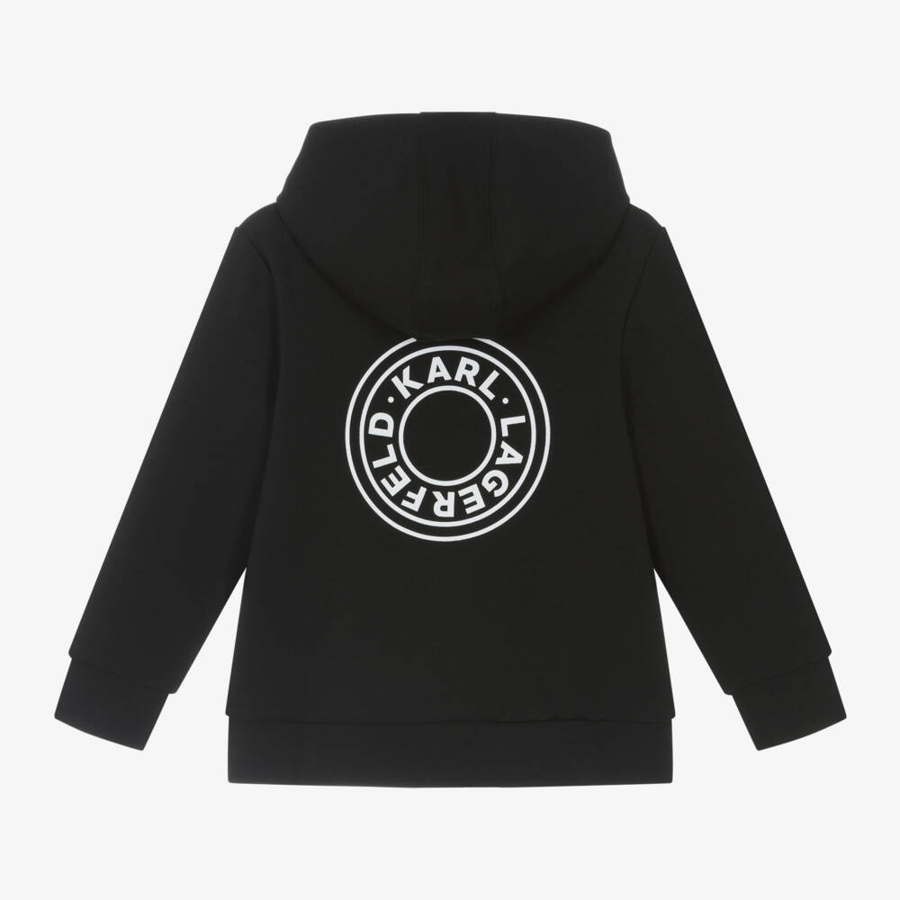 KARL LAGERFELD KIDS-Boys Black Hoodie with Zip | Childrensalon Outlet