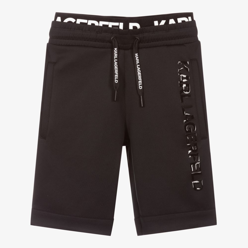 KARL LAGERFELD KIDS-Boys Black Jersey Logo Shorts | Childrensalon Outlet