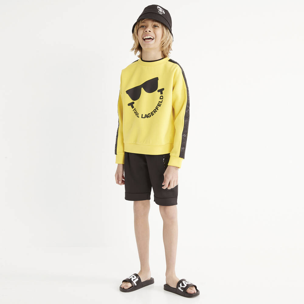 KARL LAGERFELD KIDS-Boys Black Jersey Logo Shorts | Childrensalon Outlet