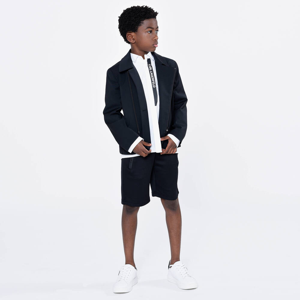 KARL LAGERFELD KIDS-Boys Black Jersey Logo Shorts | Childrensalon Outlet