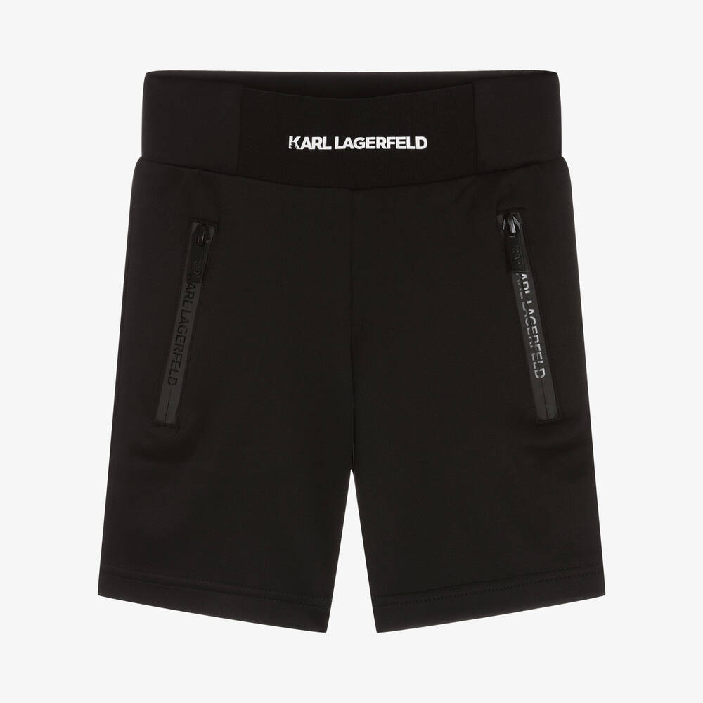KARL LAGERFELD KIDS - Boys Black Jersey Logo Shorts | Childrensalon