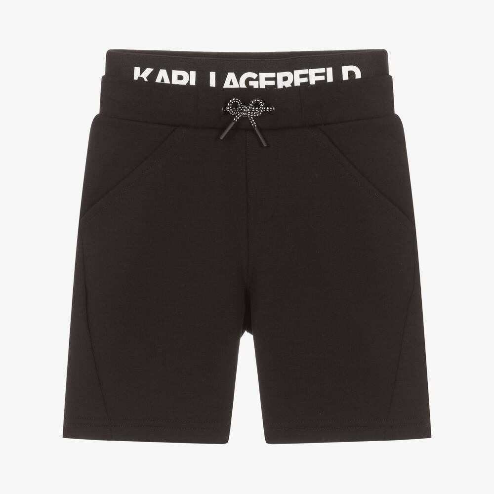 KARL LAGERFELD KIDS - Boys Black Jersey Shorts | Childrensalon